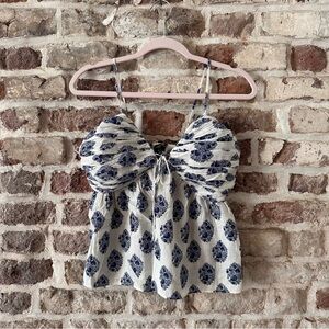 J. Crew Navy and White Floral Tank Top